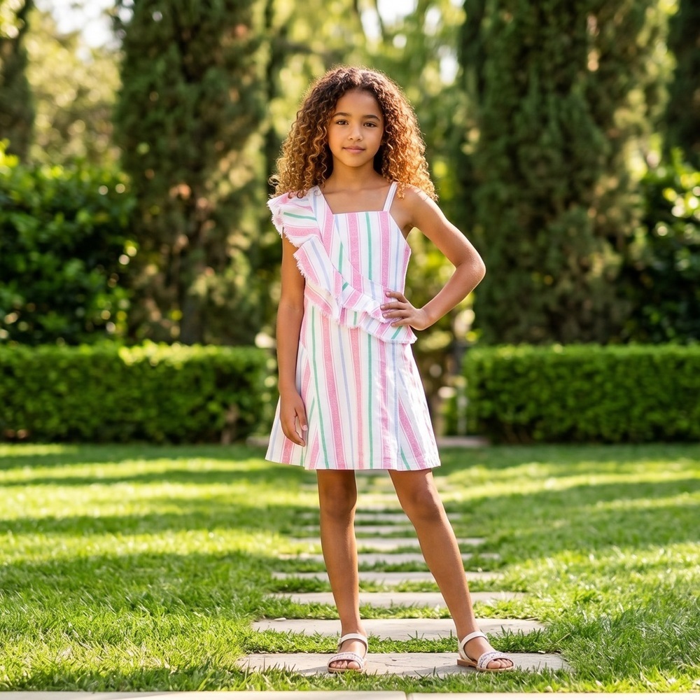 Habitual Kid Catrina Ruffle boho-chic coastal linen Dress
